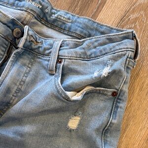 Stylish Light Blue Worn Torn Women's O.G. OG straight Old Navy Jeans